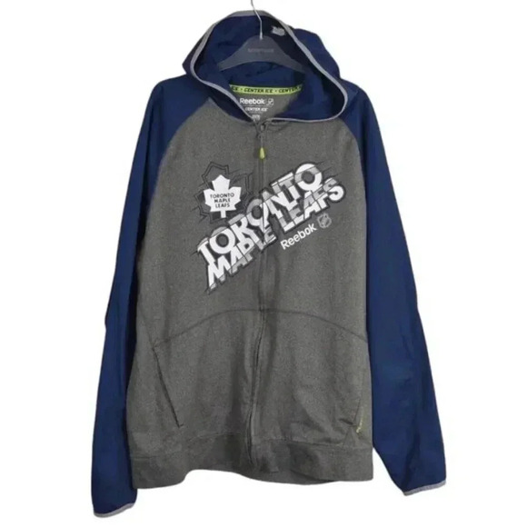 Reebok Toronto Maple Leafs Full  Zip Sweater Sweatshirt Blue Gray Size Large - Picture 1 of 10